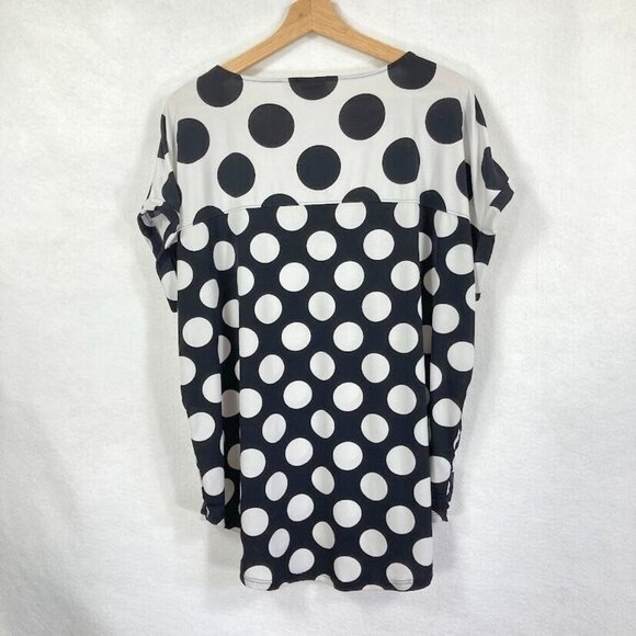 Chico's Black And White Short Sleeve Polka Dot Top XL - Picture 2 of 5